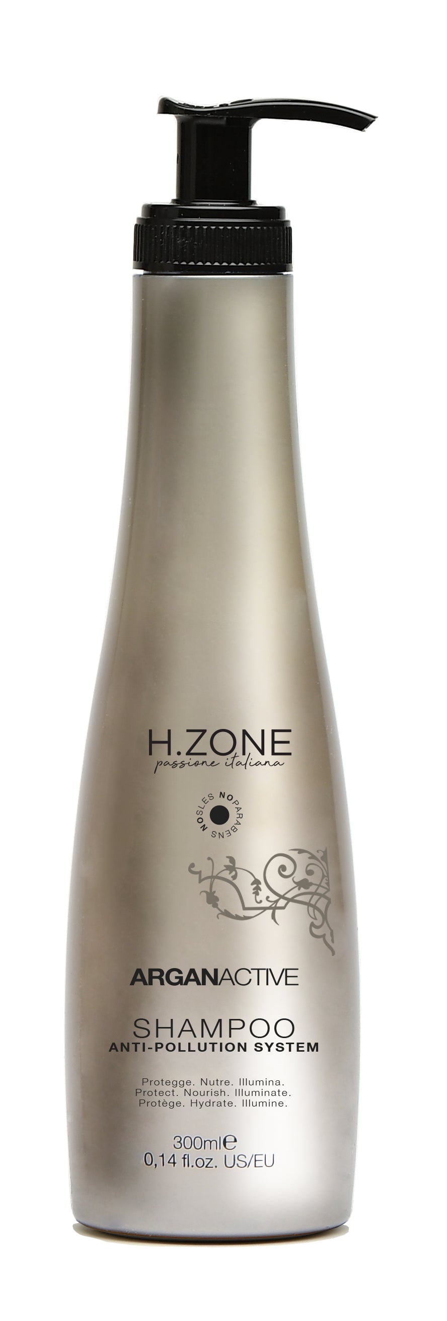 H.Zone Professional Argan Active Hair Shampoo - Anti-pollution system - 300ml - Italy
