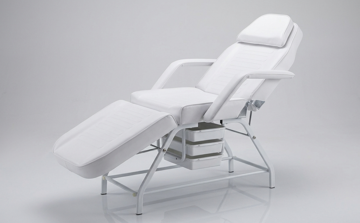 Professional Facial Treatment Bed HZ-3557 – Multifunctional Beauty Salon Bed with Adjustable Backrest, Footrest & 3 Storage Drawers