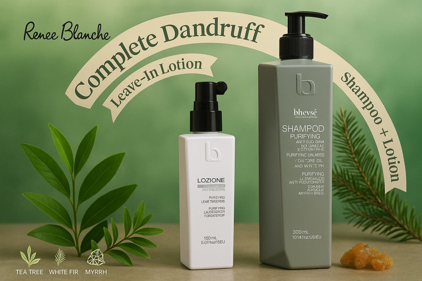 Bheysé Purifying Anti-Dandruff Shampoo 300ml – Italian Professional with Tea Tree Oil, Myrrh & White Fir | Cleanses Scalp, Eliminates Flakes & Soothes Itch