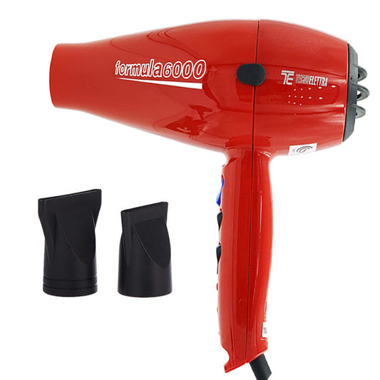مجفف الشعر فورمولا 6000، مجفف شعر احترافي للصالونات، إيطاليا - أحمر