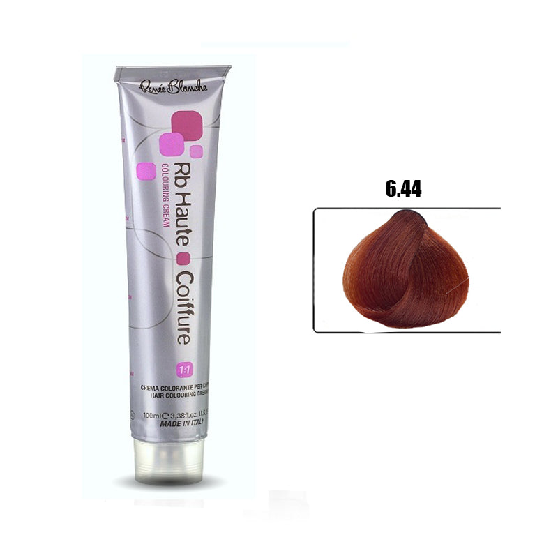 Renee Blanche Haute Coiffure Professional Hair Color, Hair dye - 6.44 Dark Copper Intense Blonde, 100 ml- Italy