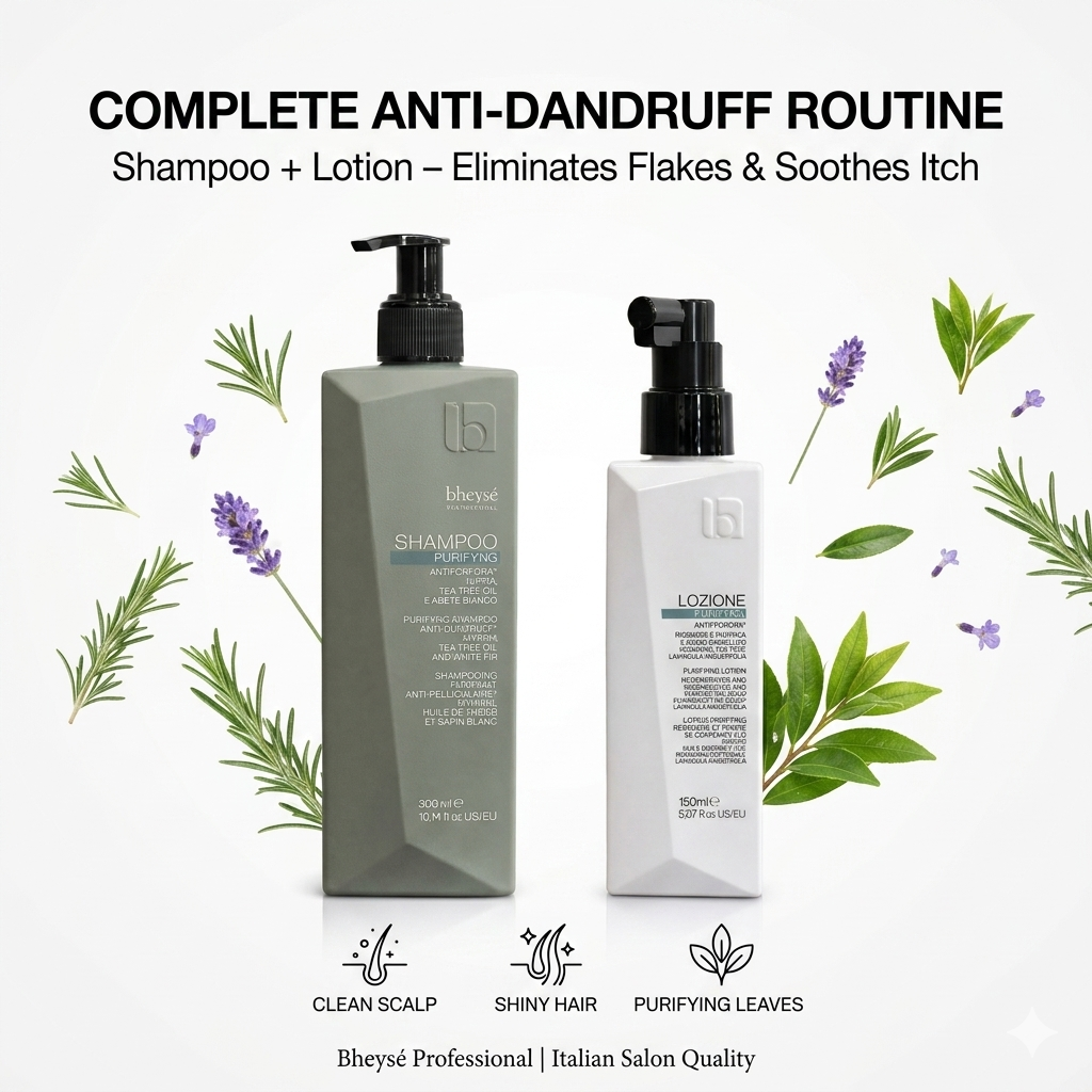 Bheysé Purifying Anti-Dandruff Shampoo 300ml – Professional Italian Scalp Cleanser with Tea Tree Oil, Myrrh & White Fir