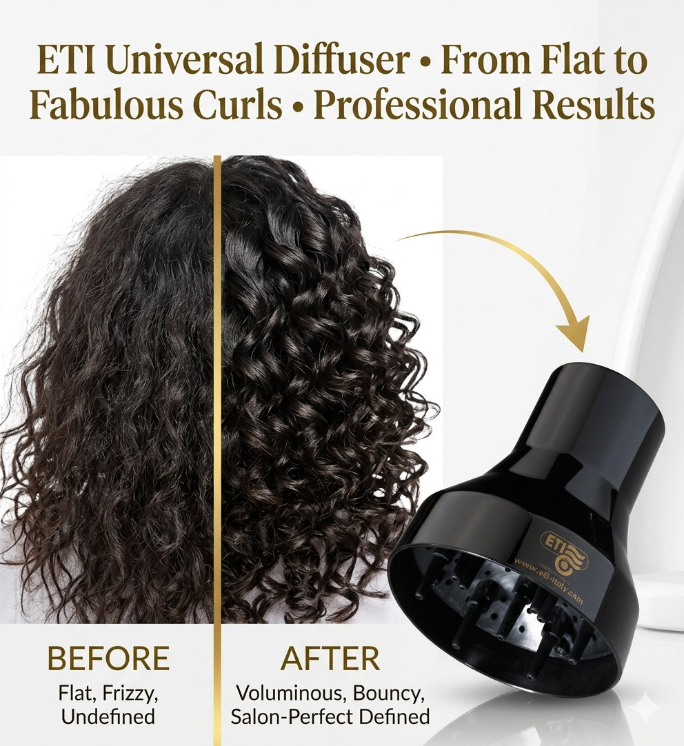 ETI Universal Hair Dryer Diffuser | Professional Frizz-Free Styling Tool - Italy
