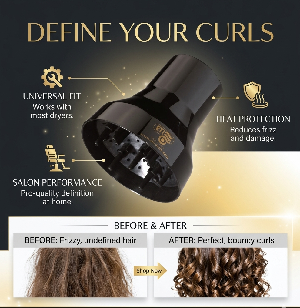 ETI Universal Hair Dryer Diffuser | Professional Frizz-Free Styling Tool - Italy