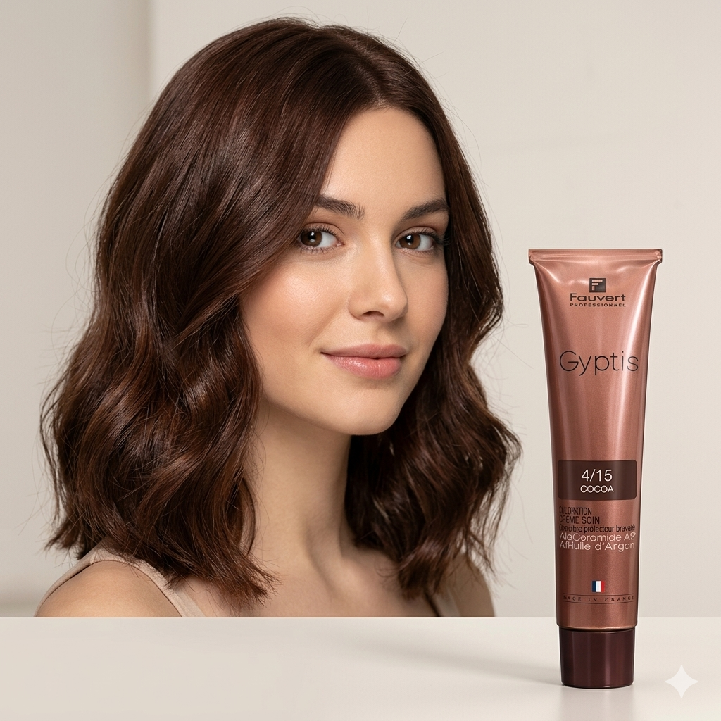 Fauvert Professionnel Gyptis Hair Color, Hair dye - 4/15 Cocoa, 100 ml- France