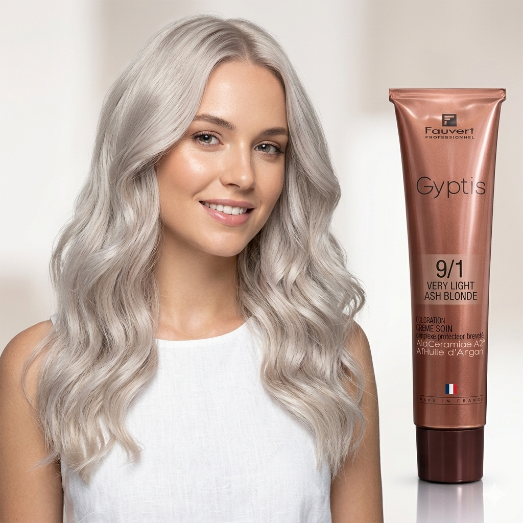 Fauvert Professionnel Gyptis Hair Color, Hair dye - 9/1 Very Light Ash Blonde, 100 ml- France