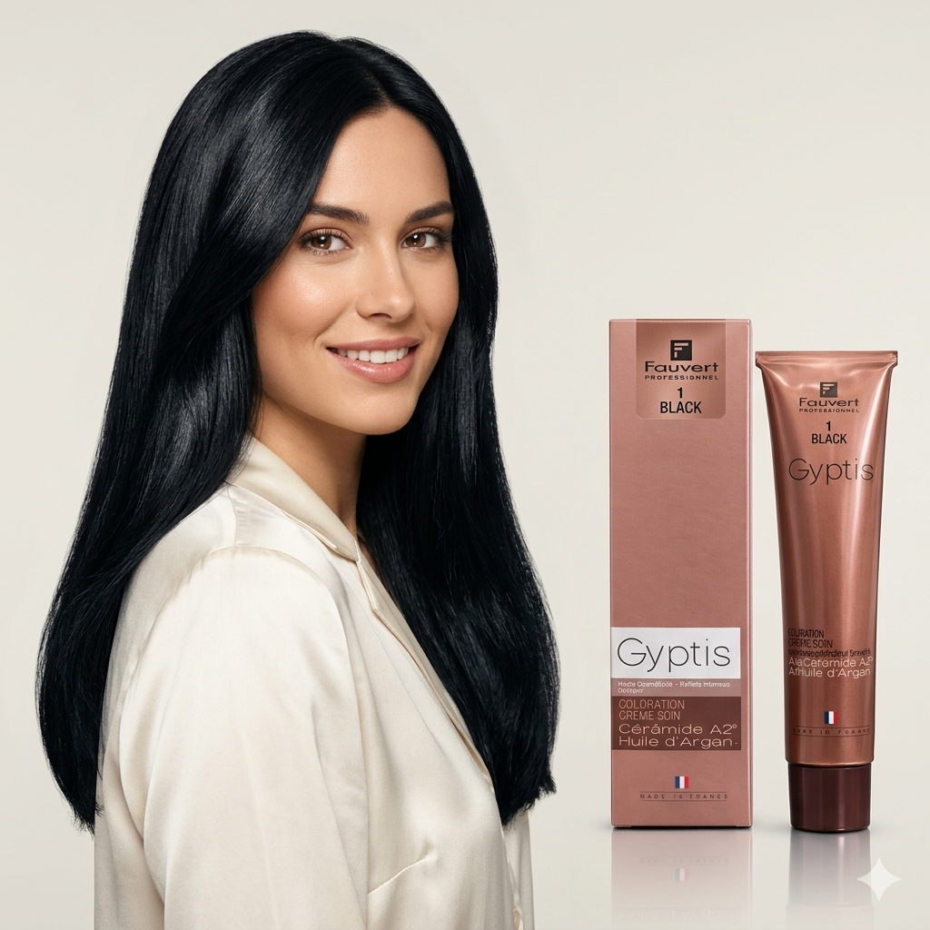 Fauvert Professionnel Gyptis Hair Color, Hair dye - 1 Black, 100 ml- France