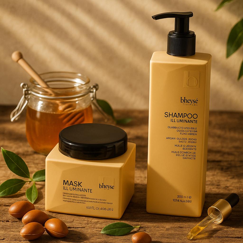 Bheysé Illuminating Hair Mask with Argan Oil & Honey 500ml – Italian Professional for Coloured & Treated Hair | Protects Vibrancy, Boosts Radiant Shine & Softness