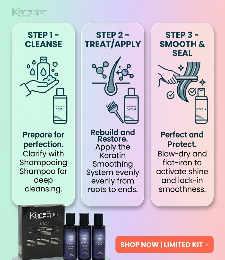 Keraspa Brazil Keratin Smoothing Treatment, kera1, kera2, kera3 -Mini Kit-60ml