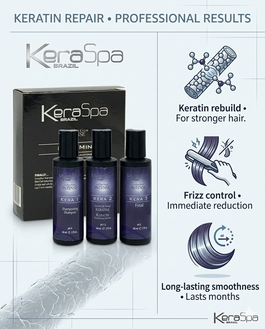 Keraspa Brazil Keratin Smoothing Treatment, kera1, kera2, kera3 -Mini Kit-60ml