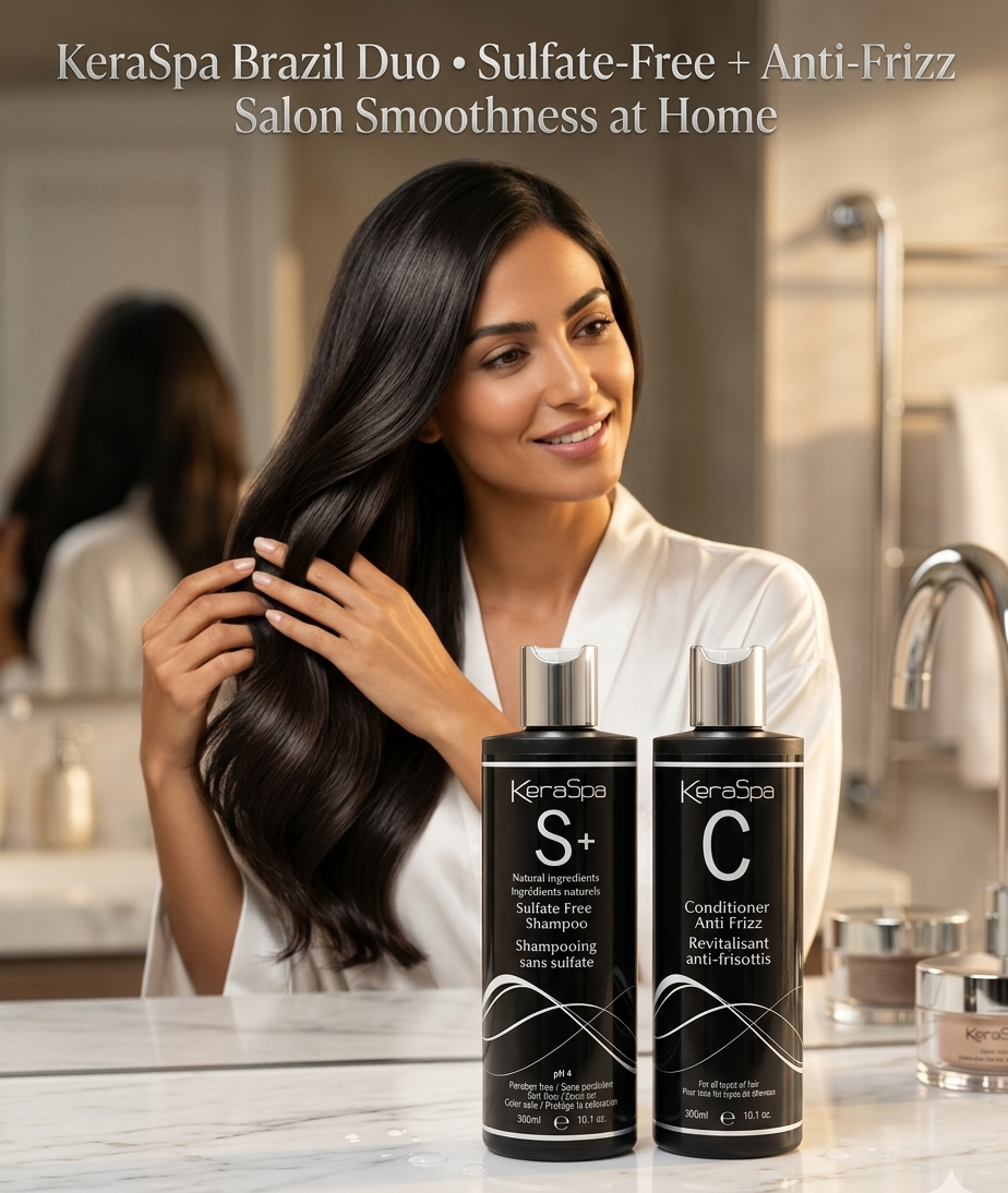 Keraspa Brazil Sulfate Free Shampoo and Anti Frizz conditioner after keratin, Protein- 300 ml