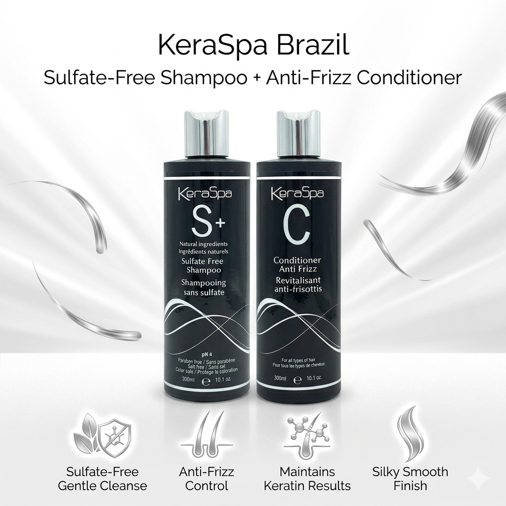 Keraspa Brazil Sulfate Free Shampoo and Anti Frizz conditioner after keratin, Protein- 300 ml
