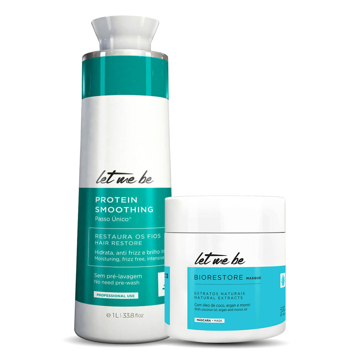 ProSalon Let Me Be Progressive Hair Smoothing Protein Treatment 1 liter and Let Me Be Biorestore Hair Mask 500g - Brazil
