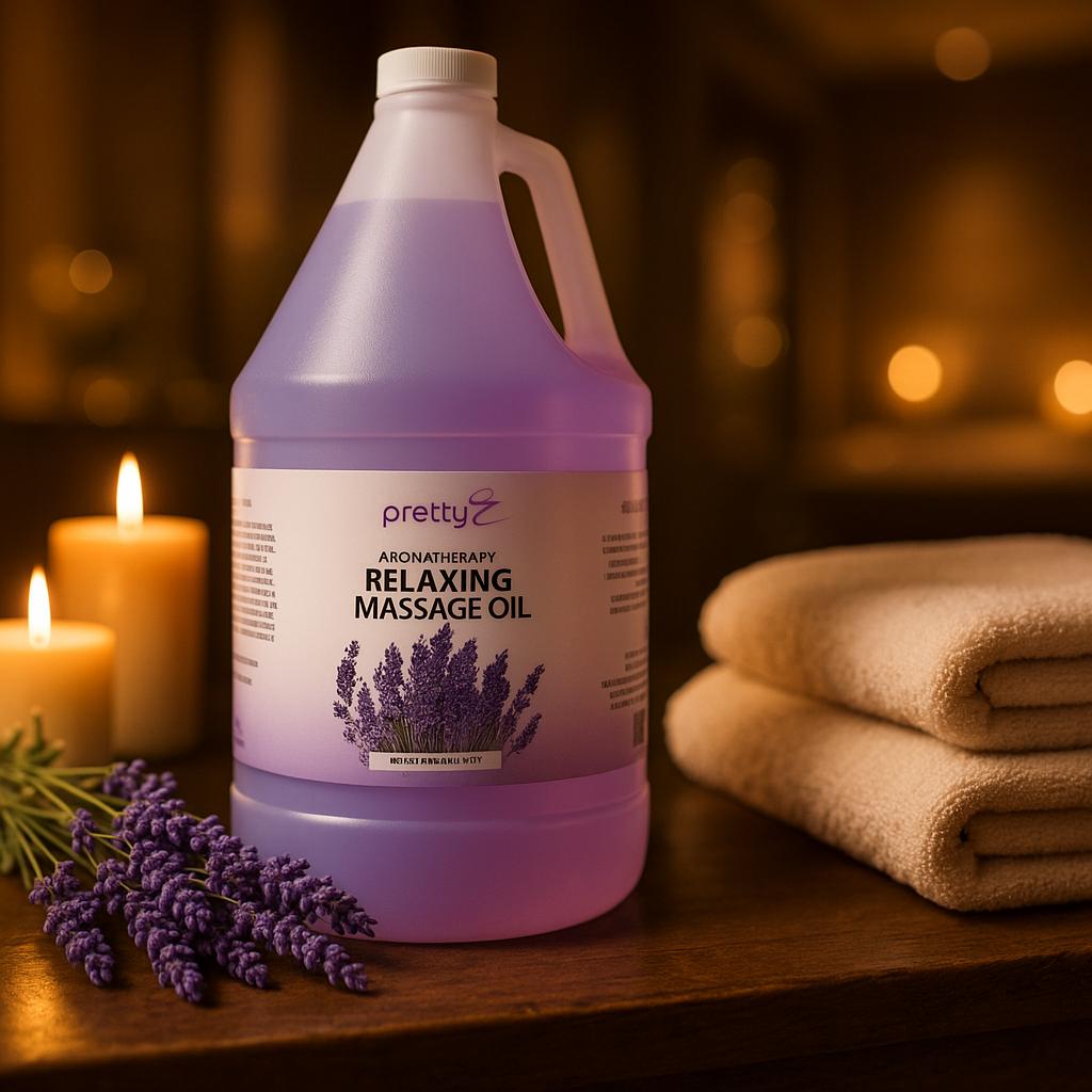 Pretty Be Body Aromatherapy Relaxing Massage Oil Lavender Essential Oil 3.78L – Natural Stress Relief Oil for Massage & Skin Care