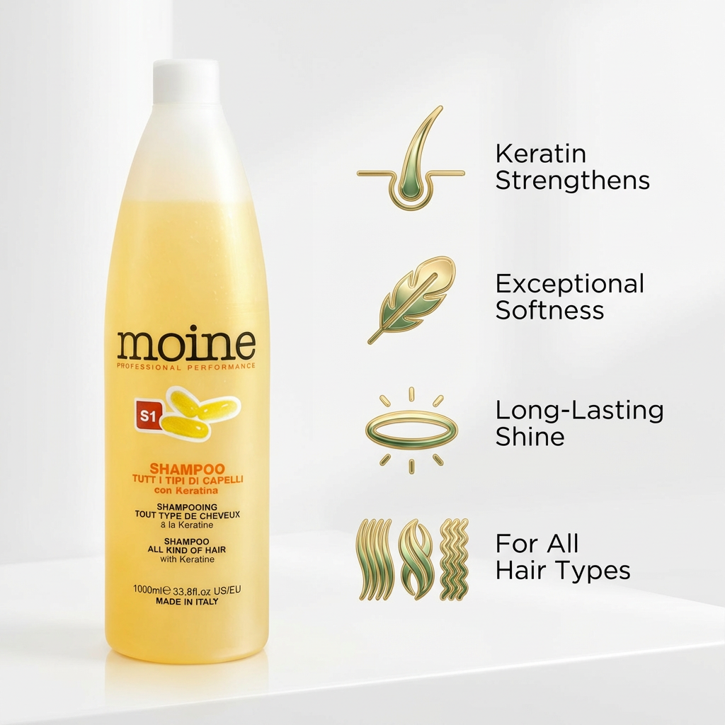 Renee Blanche Treatment Shampoo with Keratin 1000ml – Italian Professional Restorative Shampoo for All Hair Types | Nourishes, Softens, Adds Shine & Vitality