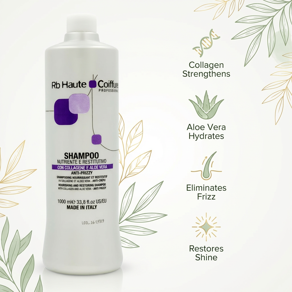 شامبو مغذي ومجدد للشعر مضاد للتجعد مع الكولاجين والصبار - رينيه بلانش، 1000 مل