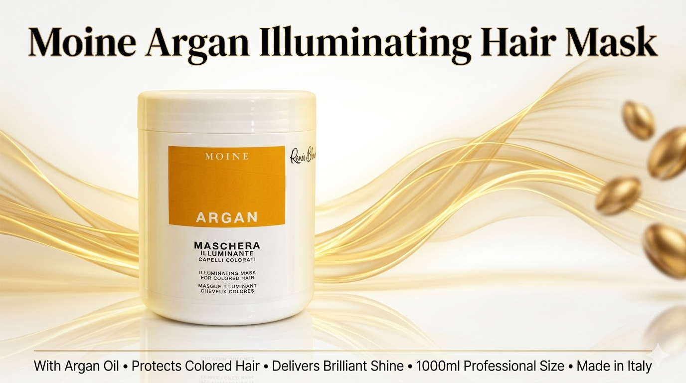 Moine Illuminating Hair Mask with Argan Oil 1000ml – Deep Treatment for Coloured, Treated & Damaged Hair | Intense Moisture, Radiant Shine