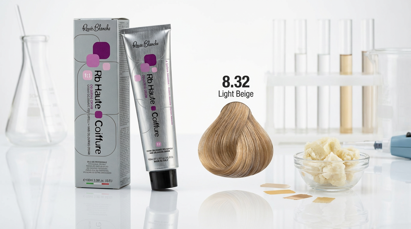 Renee Blanche Haute Coiffure Professional Hair Color 8.32 - Light Beige Hot Blond (100ml) | Italian Salon Formula | Enriched with Shea Butter & Collagen