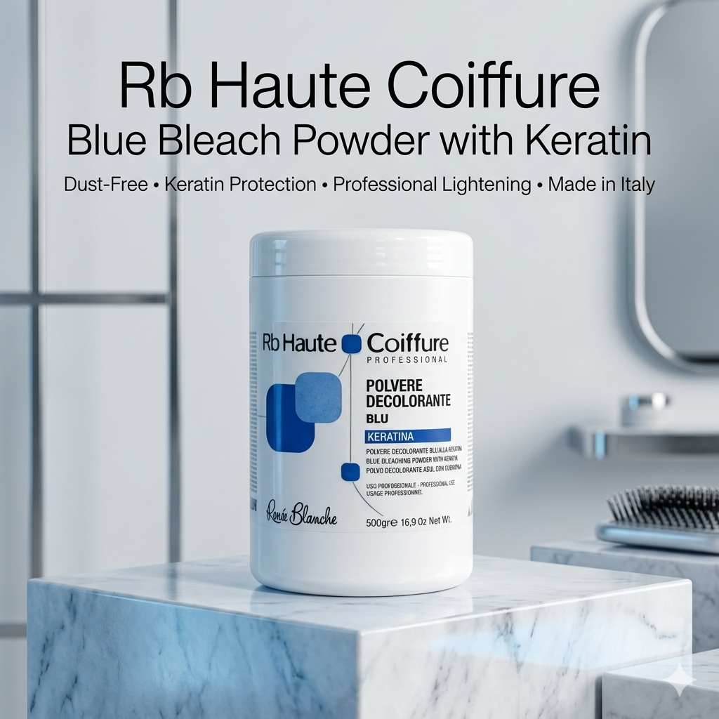 Renee Blanche Blue Bleach Powder with Keratin 500g – Italian Professional Dust-Free High-Lift Lightener | Up to 9 Levels, Anti-Brass, Protects & Nourishes Hair