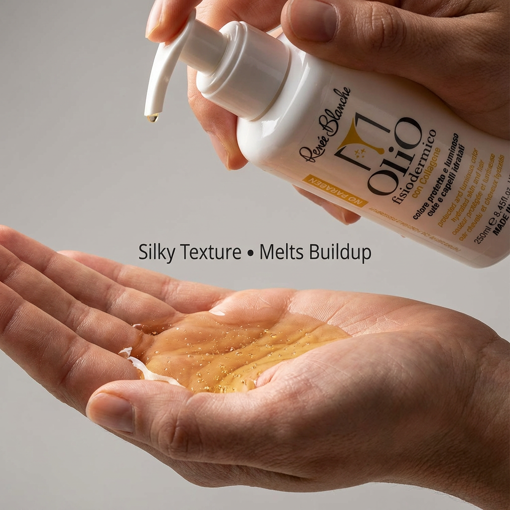 Renee Blanche Collagen Cleansing Oil 250ml – Italian Professional Dual-Use Oil | Gentle No-Foam Scalp Cleanser + Protective Oil for Coloring, Bleaching & Perming