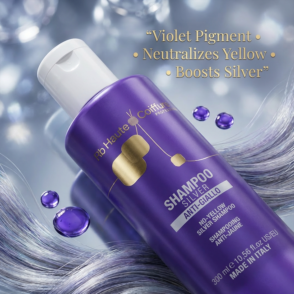 Renee Blanche Silver Purple Shampoo 300ml – Italian Professional Anti-Yellow Toning Shampoo | Neutralizes Brassiness for Blonde, Grey & Bleached Hair