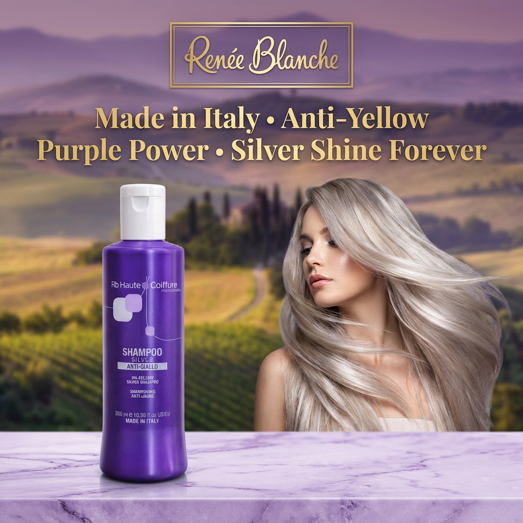 Renee Blanche Silver Purple Shampoo 300ml – Italian Professional Anti-Yellow Toning Shampoo | Neutralizes Brassiness for Blonde, Grey & Bleached Hair