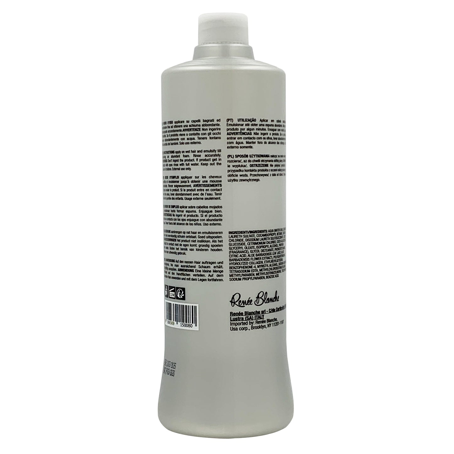 Nourishing and Restoring Shampoo Anti-Frizzy with Collagen and Aloe Vera - Renee Blanche, 1000ml