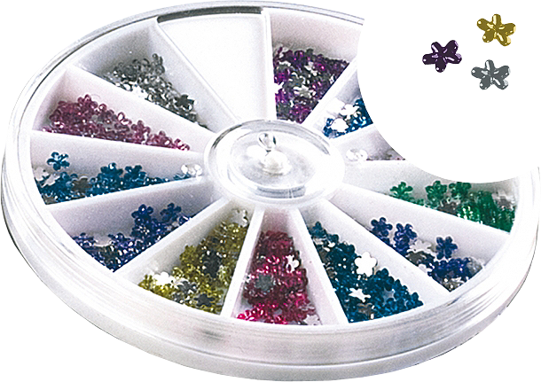Acrylic Nail Art Decoration Dispensing wheel leaf kit with 12 colors -50 pcs of each