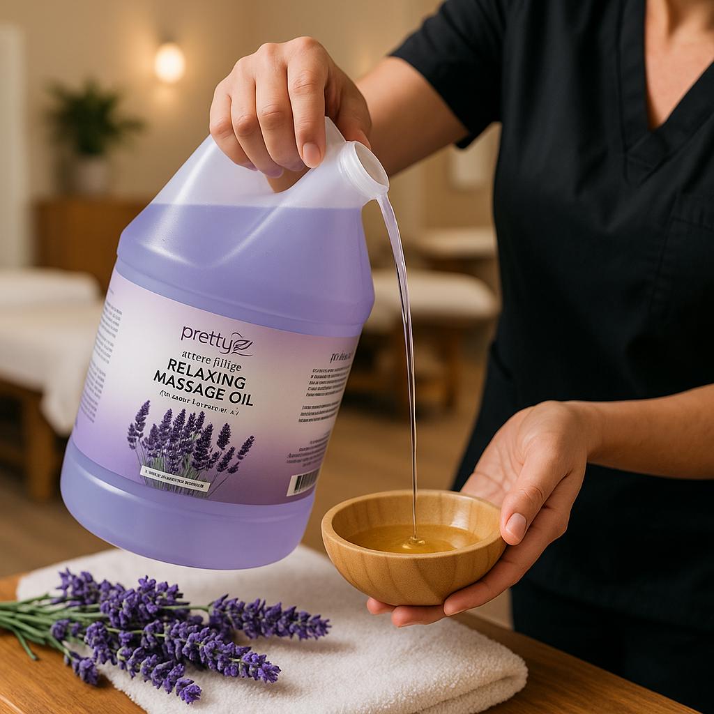 Pretty Be Body Aromatherapy Relaxing Massage Oil Lavender Essential Oil 3.78L – Natural Stress Relief Oil for Massage & Skin Care